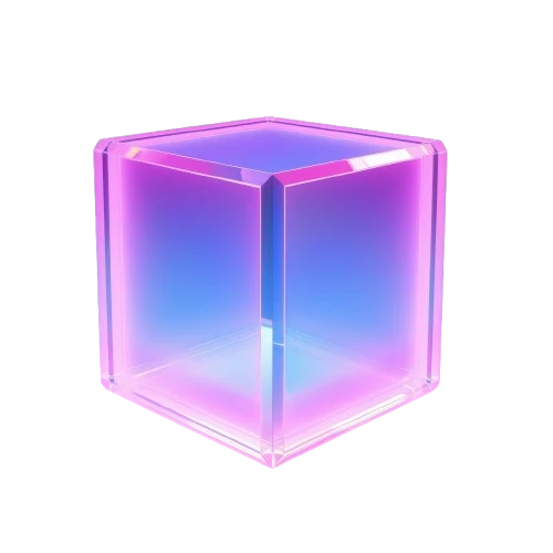 Composición holográfica tridimensional en tonos cian y violeta