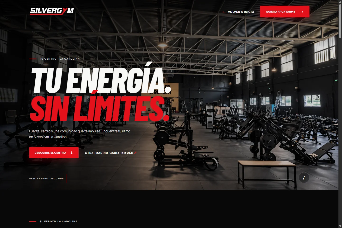 Página de SilverGym La Carolina en su web actual