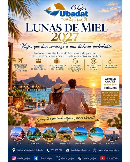 Publicación de Ubadat Viajes dedicada a las lunas de miel 2027